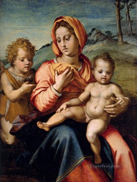 聖母子と幼児聖ヨハネの風景 ルネッサンス マニエリスム アンドレア デル サルト Oil Paintings